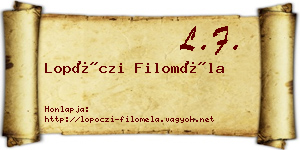 Lopóczi Filoméla névjegykártya